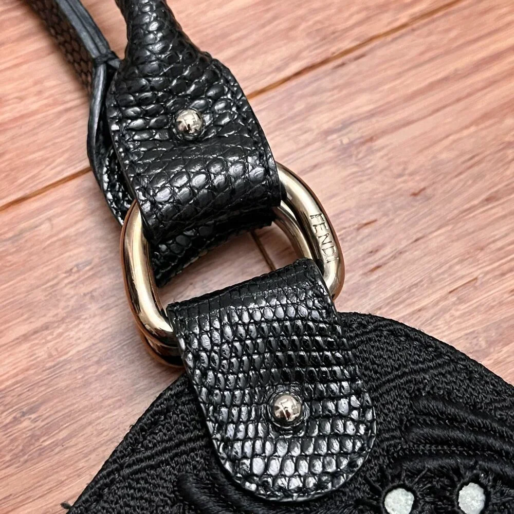 FENDI Limited Edition Embroided Black Devil Trapezio Evening Bag - Picture 7 of 13